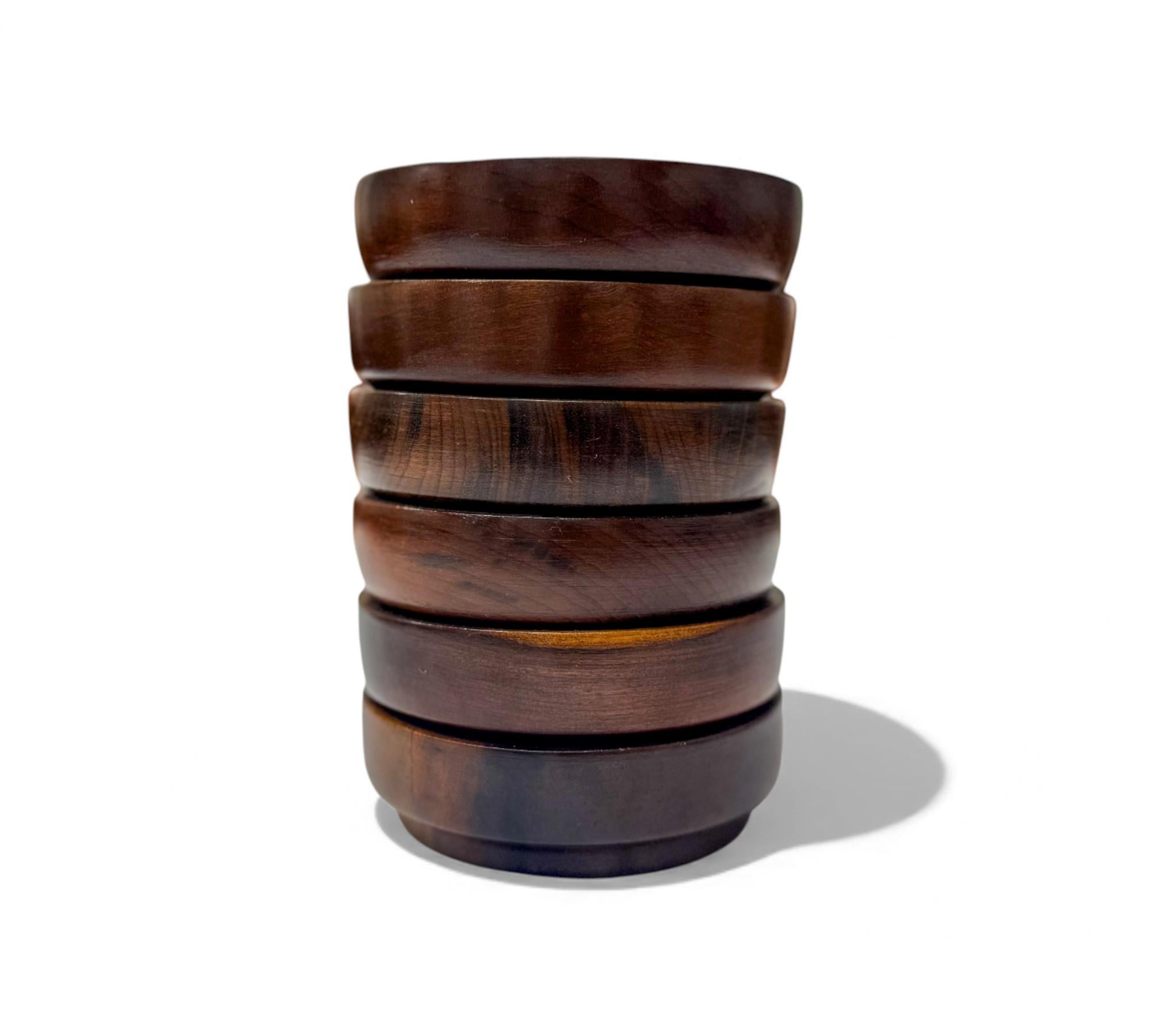 Brazilian Mid-Century Modern Lazy Susan & Bowls in Hardwood, Tropic Art, 1970s im Angebot 2