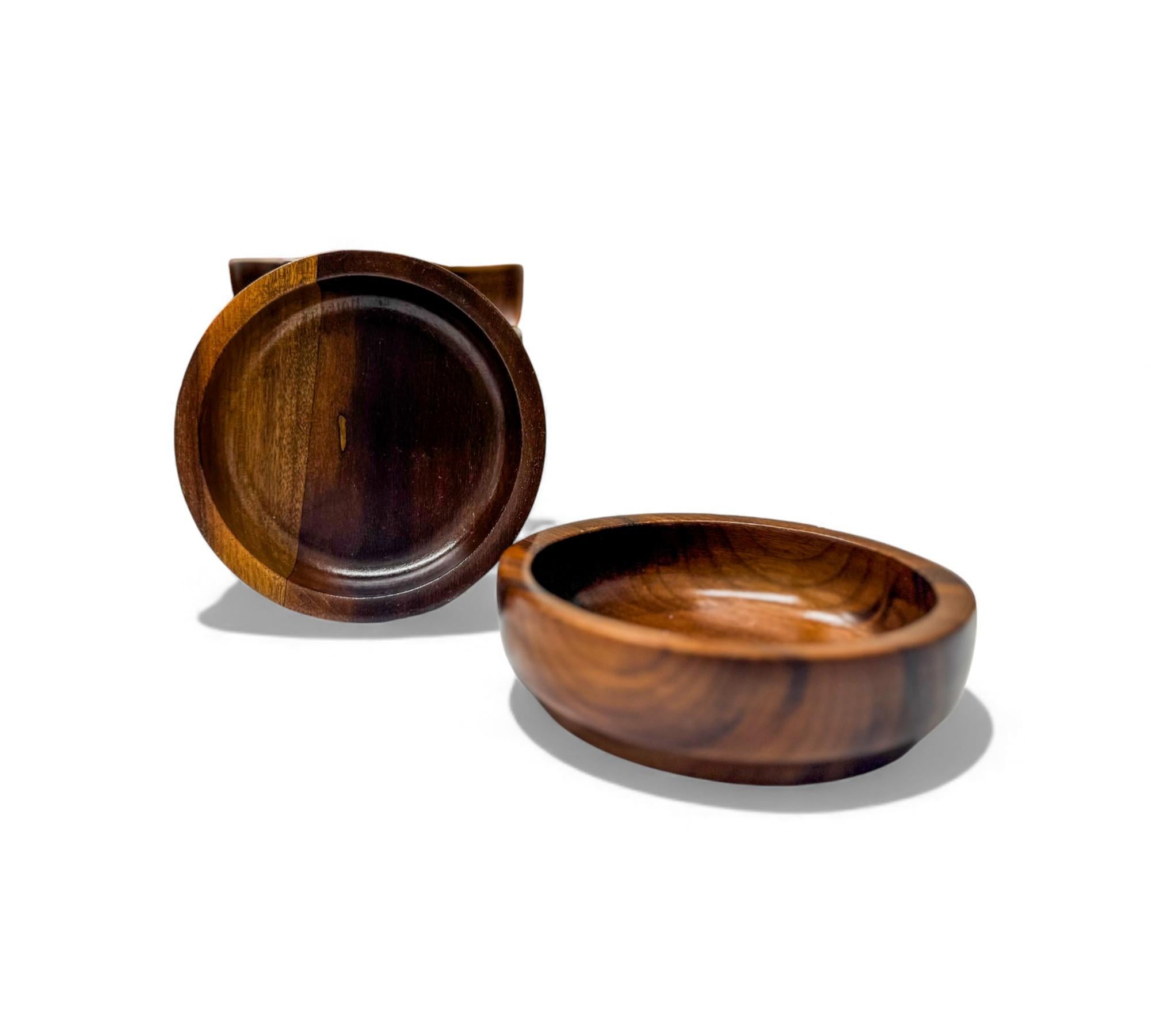Brazilian Mid-Century Modern Lazy Susan & Bowls in Hardwood, Tropic Art, 1970s im Angebot 4