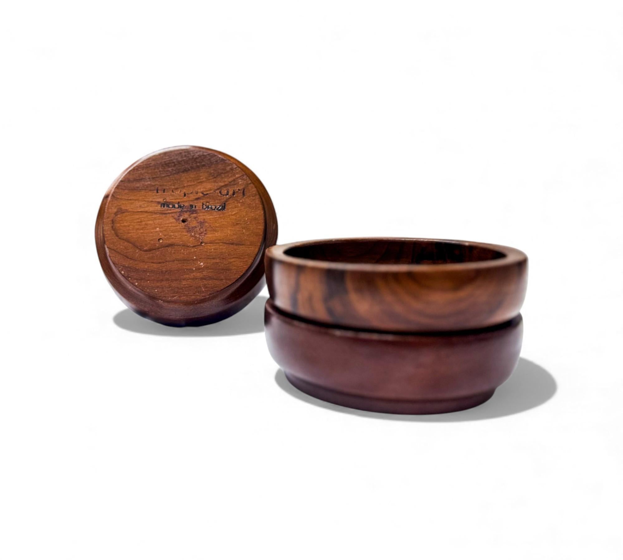 Brazilian Mid-Century Modern Lazy Susan & Bowls in Hardwood, Tropic Art, 1970s im Angebot 6