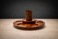 Brazilian Mid-Century Modern Lazy Susan & Bowls in Hardwood, Tropic Art, 1970s