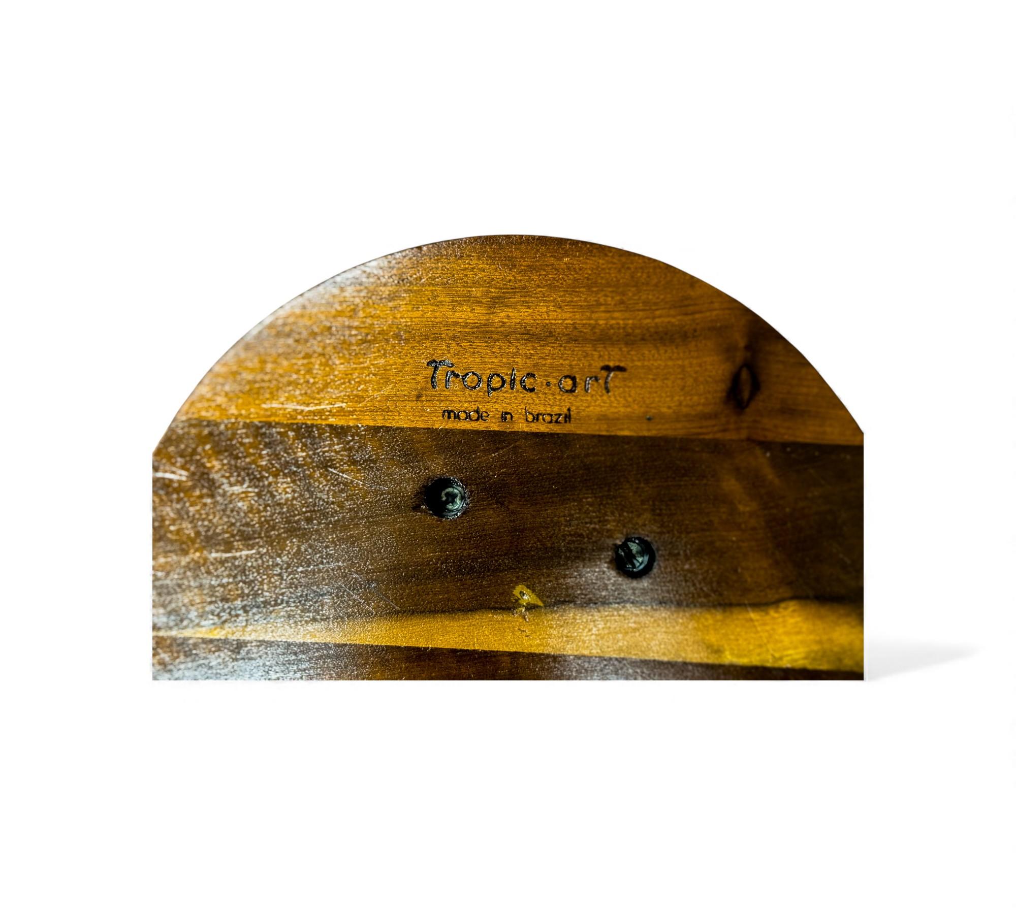 Brazilian Mid-Century Modern Lazy Susan & Bowls in Hardwood, Tropic Art, 1970s im Zustand „Gut“ im Angebot in New York, NY