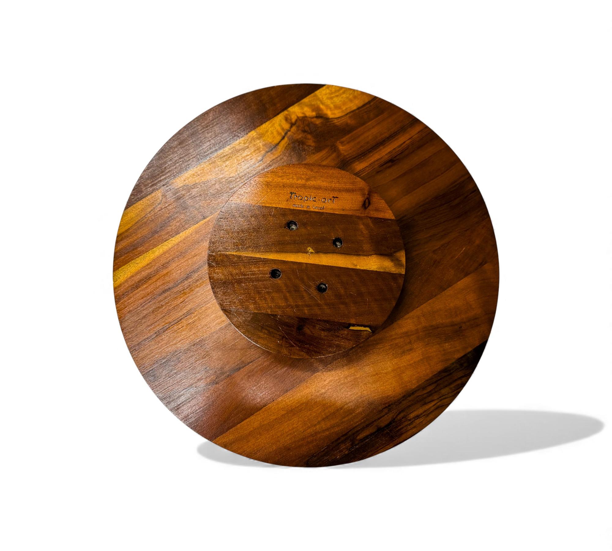 Brazilian Mid-Century Modern Lazy Susan & Bowls in Hardwood, Tropic Art, 1970s (20. Jahrhundert) im Angebot
