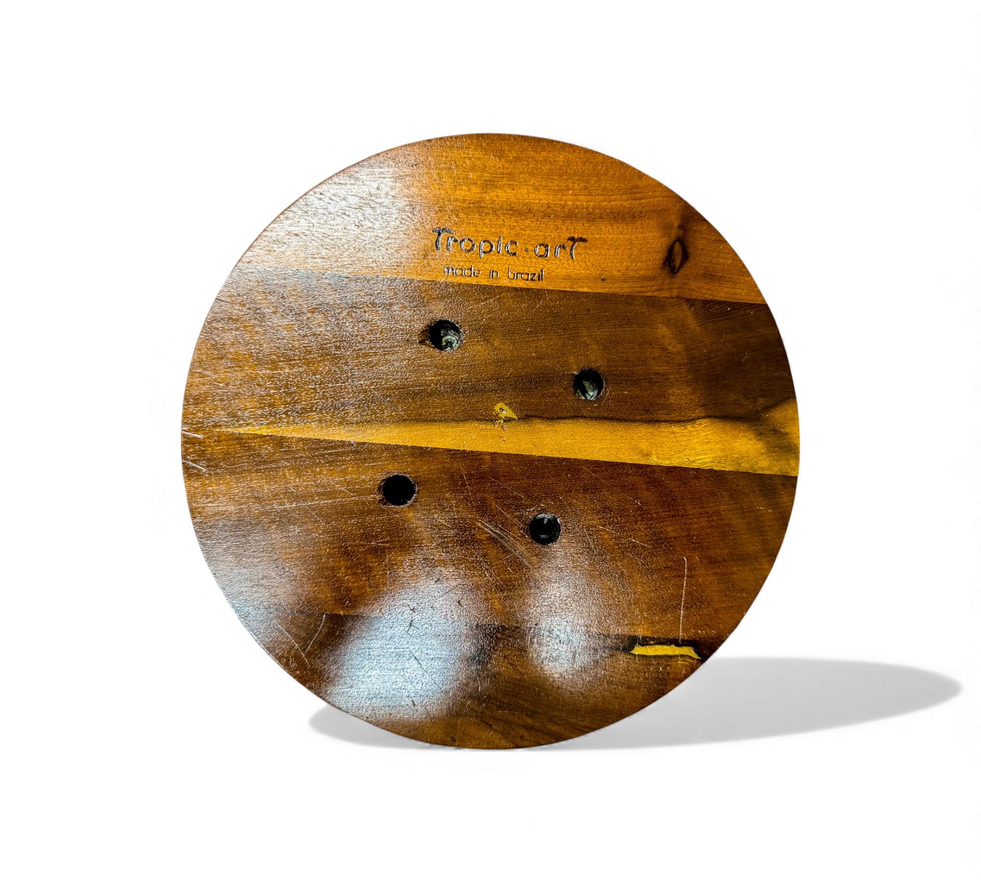 Brazilian Mid-Century Modern Lazy Susan & Bowls in Hardwood, Tropic Art, 1970s (Hartholz) im Angebot