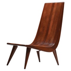 Brazilian Mid-Century Modern Lounge Chair in Walnut, Caldas, Niemayer Insp, 1970