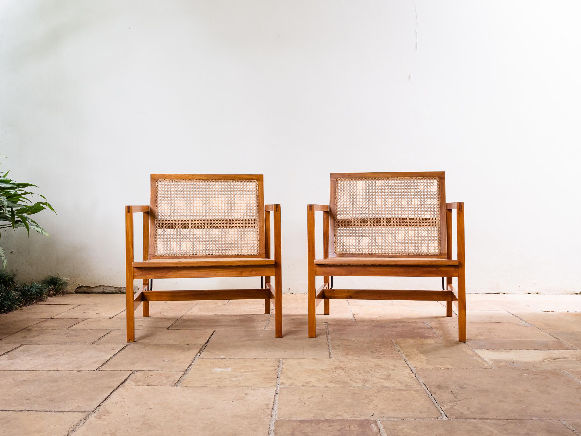 Brazilian Mid-Century Modern Lounge Chairs in Hardwood and Natural Cane 6