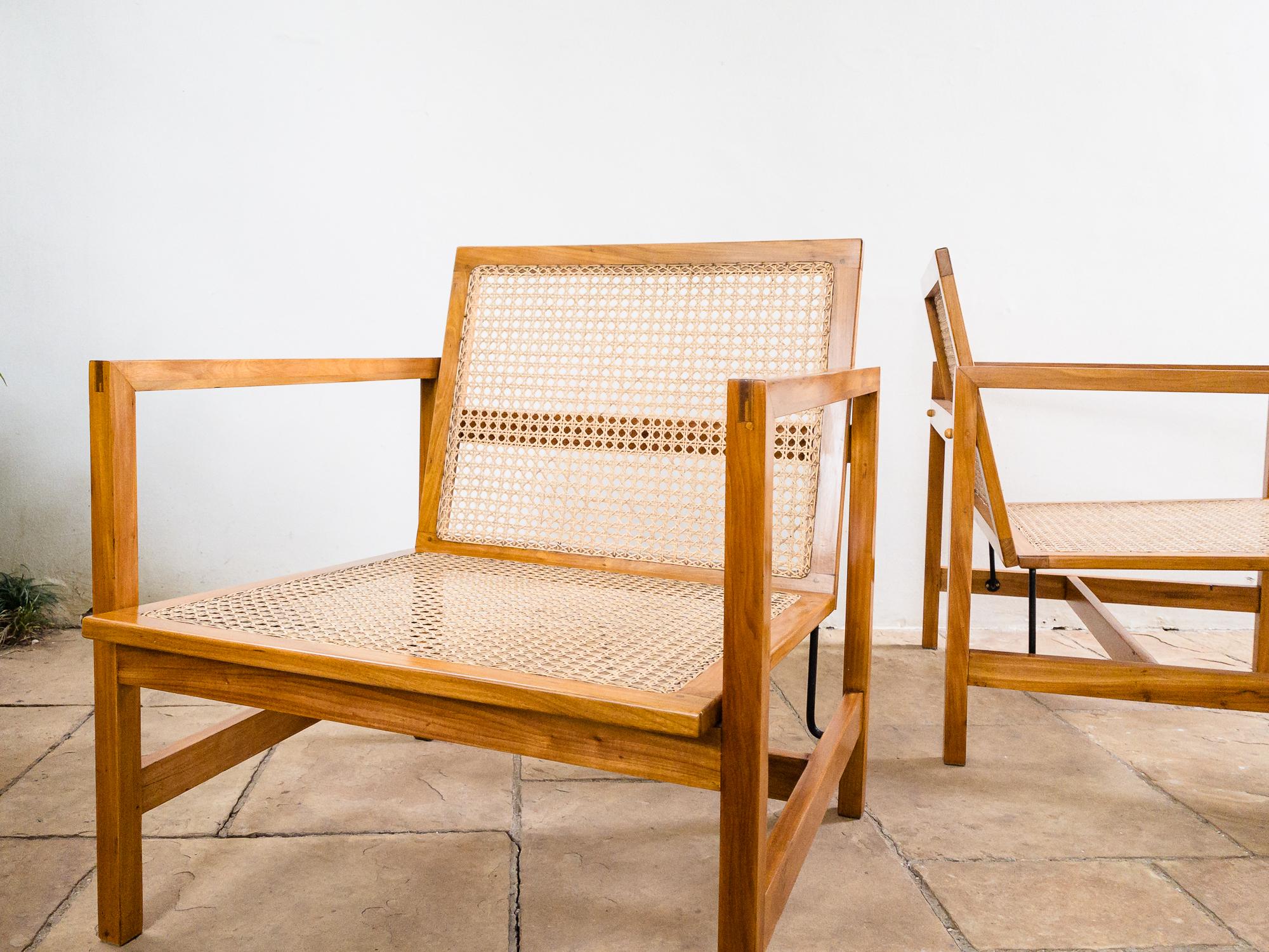 Brazilian Mid-Century Modern Lounge Chairs in Hardwood and Natural Cane 11