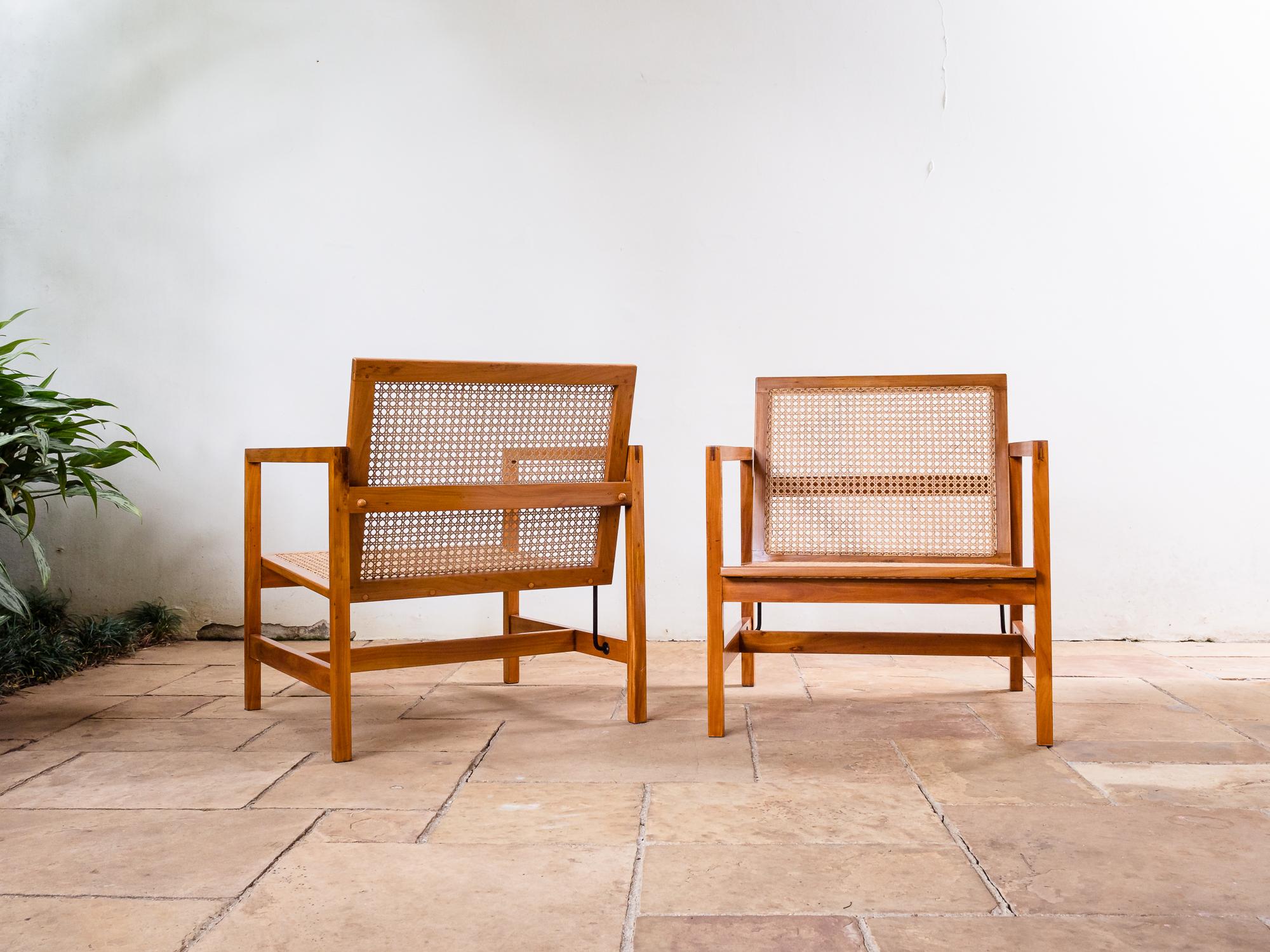 Brazilian Mid-Century Modern Lounge Chairs in Hardwood and Natural Cane 1