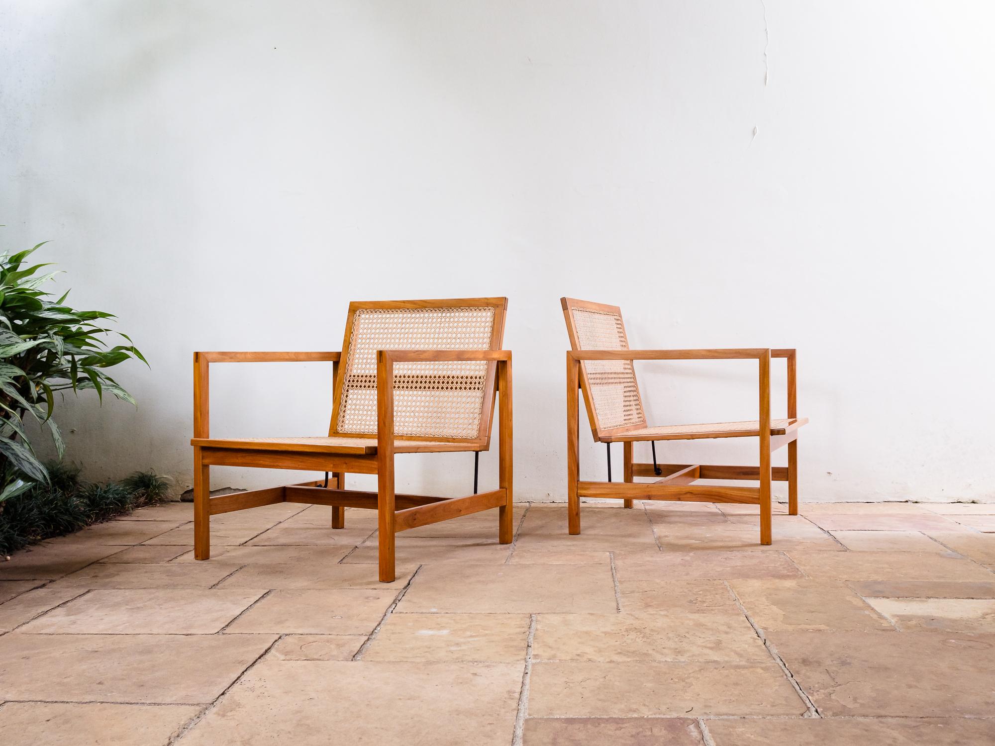 Brazilian Mid-Century Modern Lounge Chairs in Hardwood and Natural Cane 2