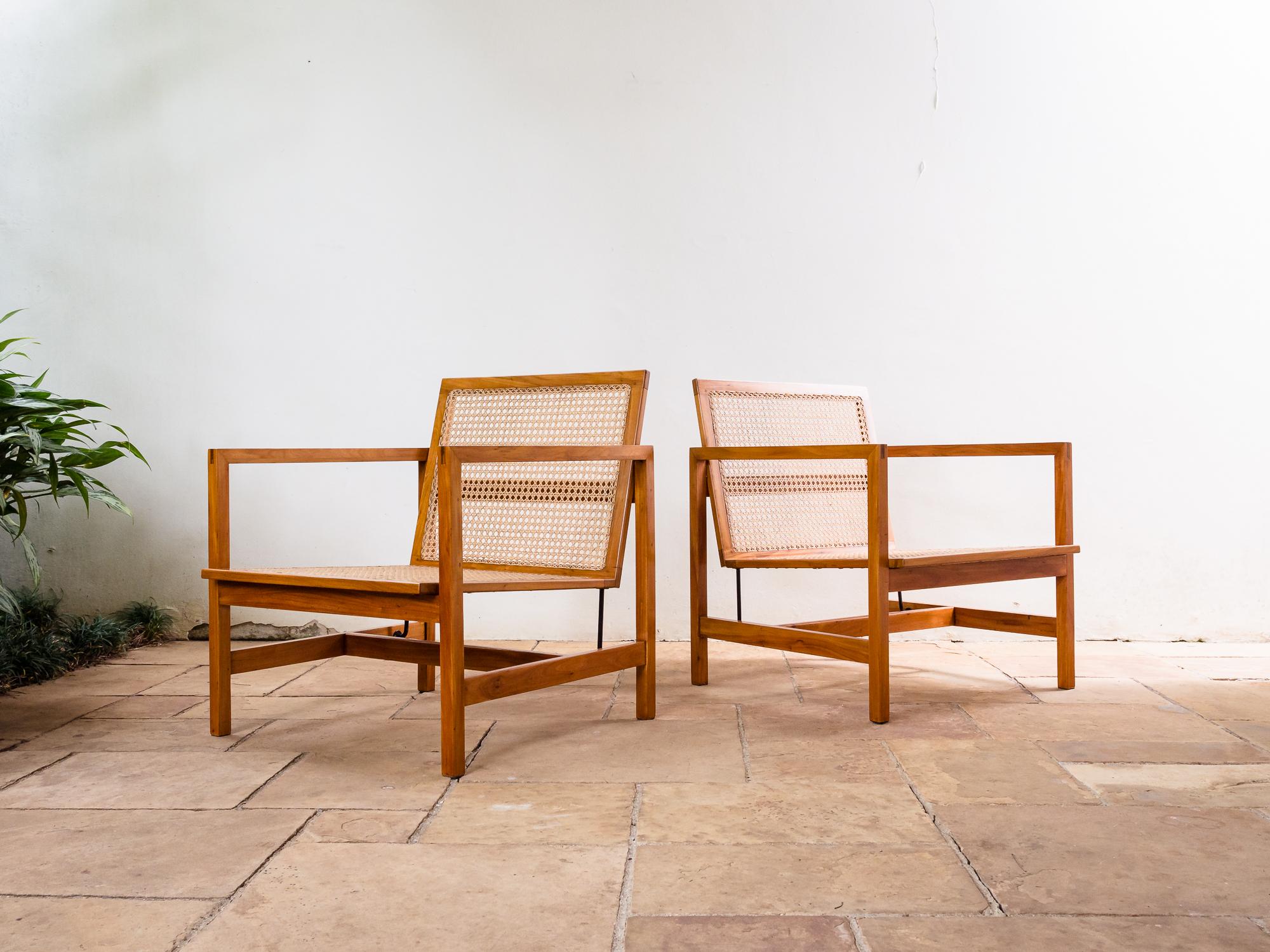 Brazilian Mid-Century Modern Lounge Chairs in Hardwood and Natural Cane 3