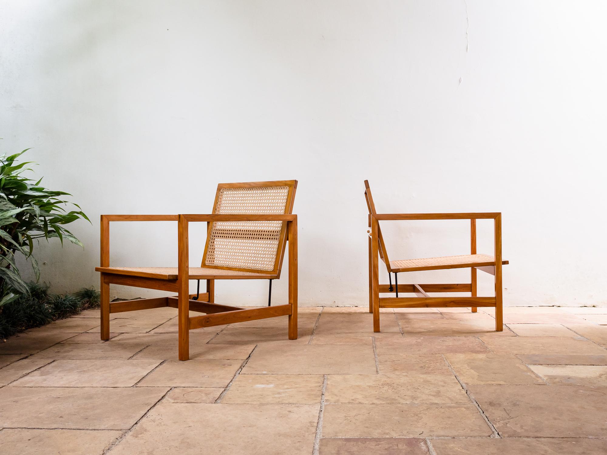 Brazilian Mid-Century Modern Lounge Chairs in Hardwood and Natural Cane 4