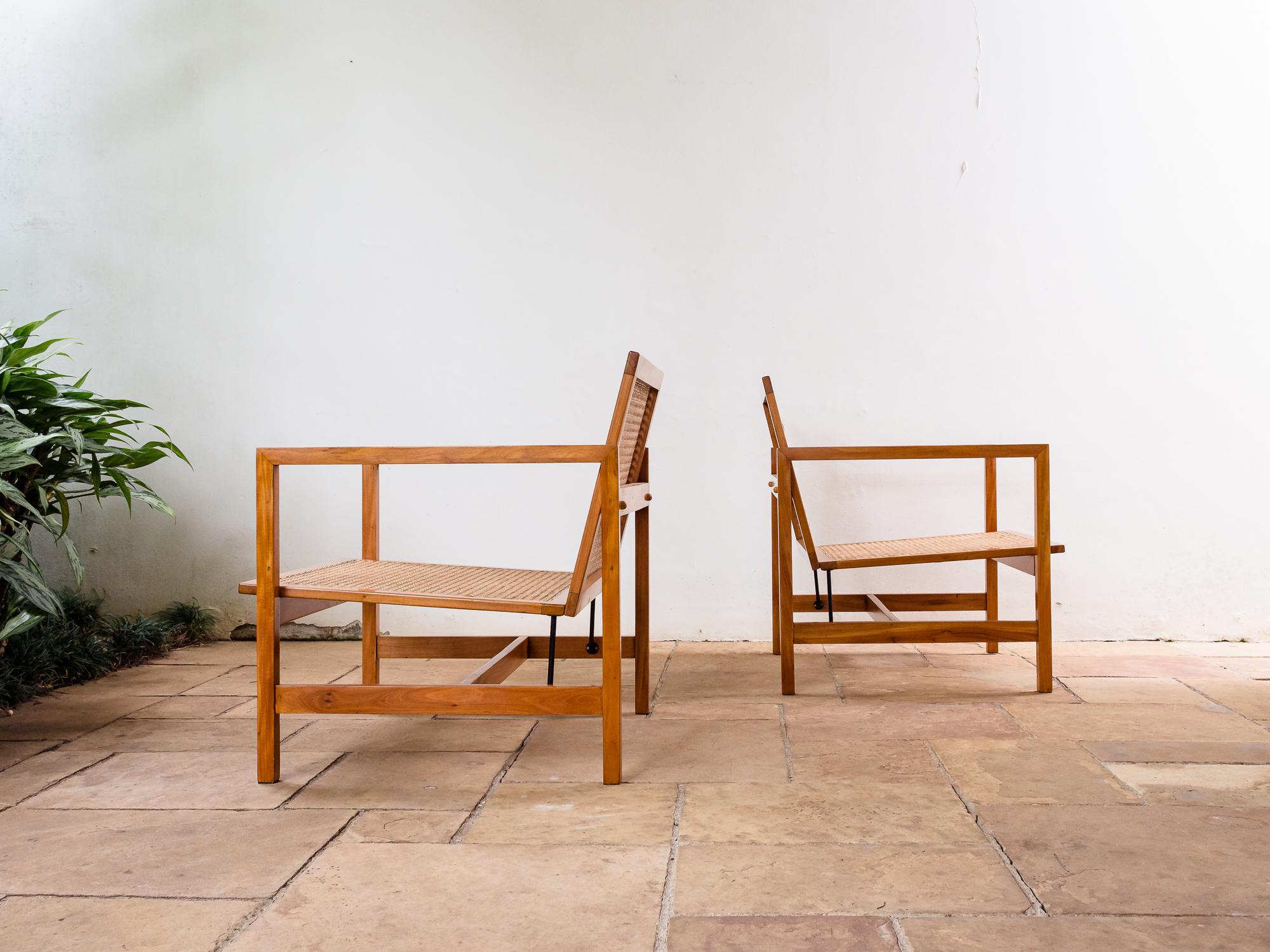 Brazilian Mid-Century Modern Lounge Chairs in Hardwood and Natural Cane 5