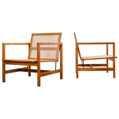 Brazilian Mid-Century Modern Lounge Chairs in Hardwood and Natural Cane