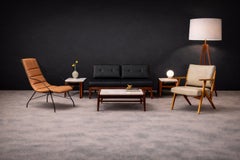 Poltrona brasiliana di metà secolo in legno e pelle di Gelli, anni '60