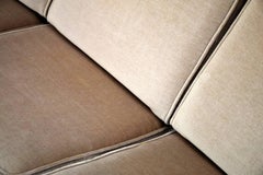 Divano brasiliano di metà secolo moderno in jatoba e mohair beige