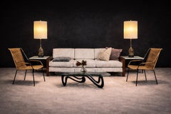 Brazilian Mid-Century Modern Pair of Armchairs Cane & Iron, Carlo Hauner, 1950s