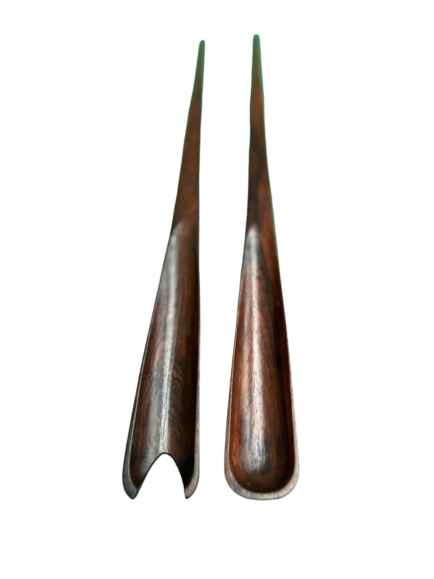Brazilian Mid-Century Modern Salad Forks in Hardwood, by Jean Gillon, 1960s In Good Condition For Sale In New York, NY
