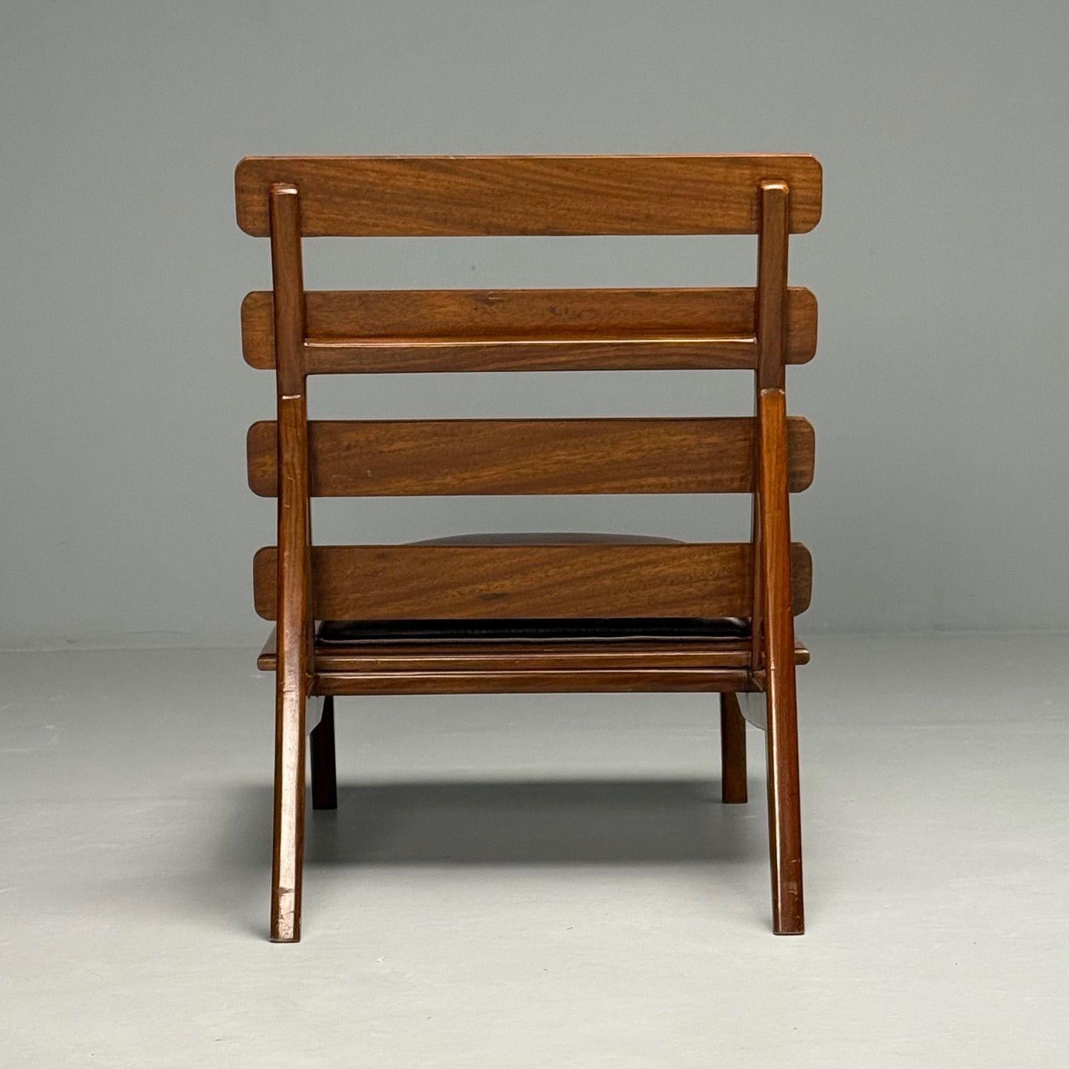 Brazilian Mid-Century Modern, Sculptural Lounge Chairs, Mahogany, Leather 6