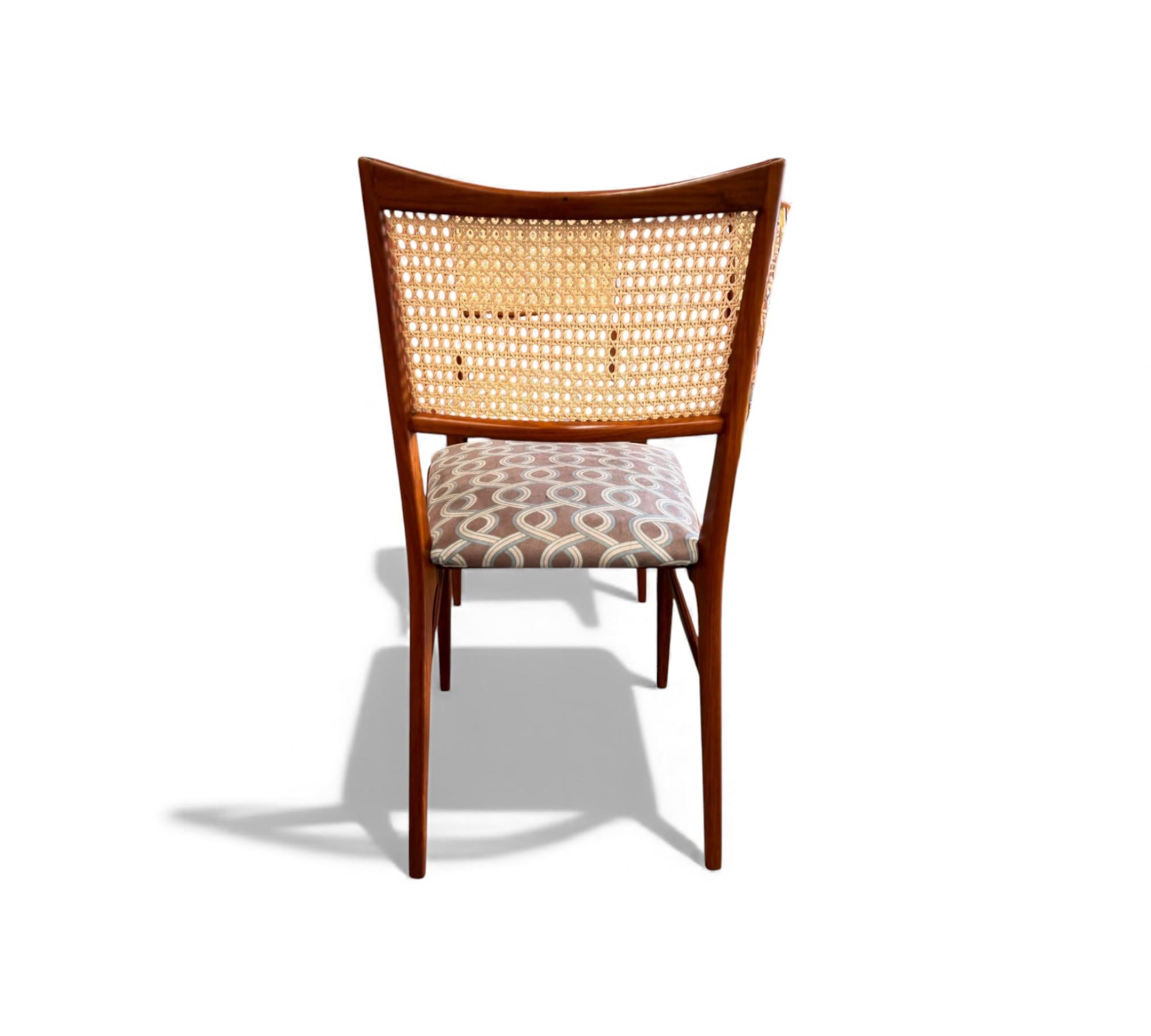 Ensemble de 4 chaises brésiliennes en bois dur et en rotin, inconnu, 1960s en vente 6