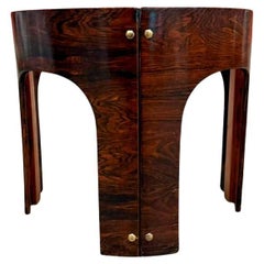 Brazilian Mid-Century Modern Sidetable in Hardwood and Brass, Bertomeu, 1960s