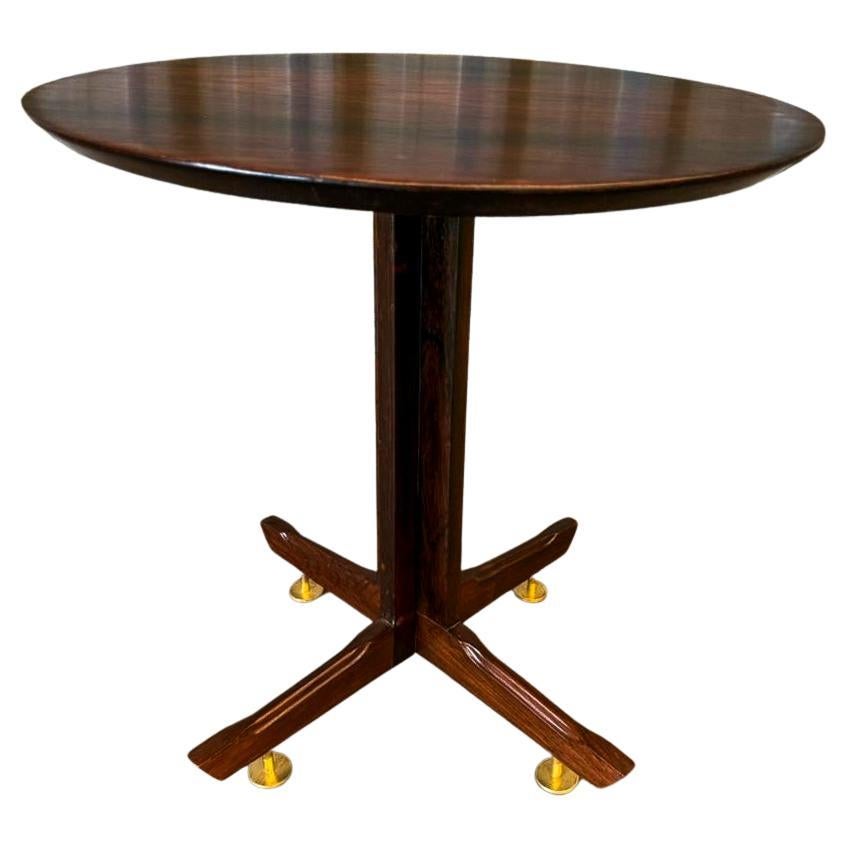 Brazilian Mid-Century Modern Sidetable in Hardwood & Brass Feet, Unknown, 1950s