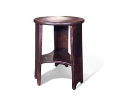 Tabouret rond à trois pieds en bois dur brésilien moderne du milieu du siècle, Cimo