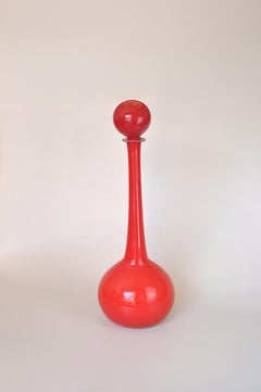 Bottiglia brasiliana in vetro di Murano rosso, stile Mid-Century