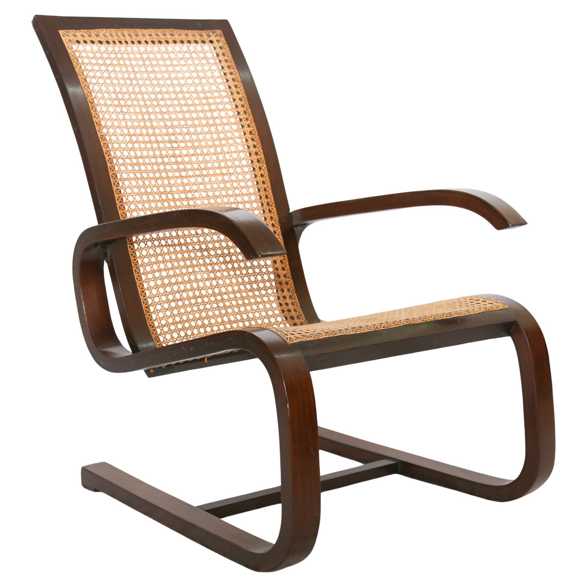 Brazilian Mid-Century Rocking Chair in Hardwood and Caning, Unknown, c. 1960’s