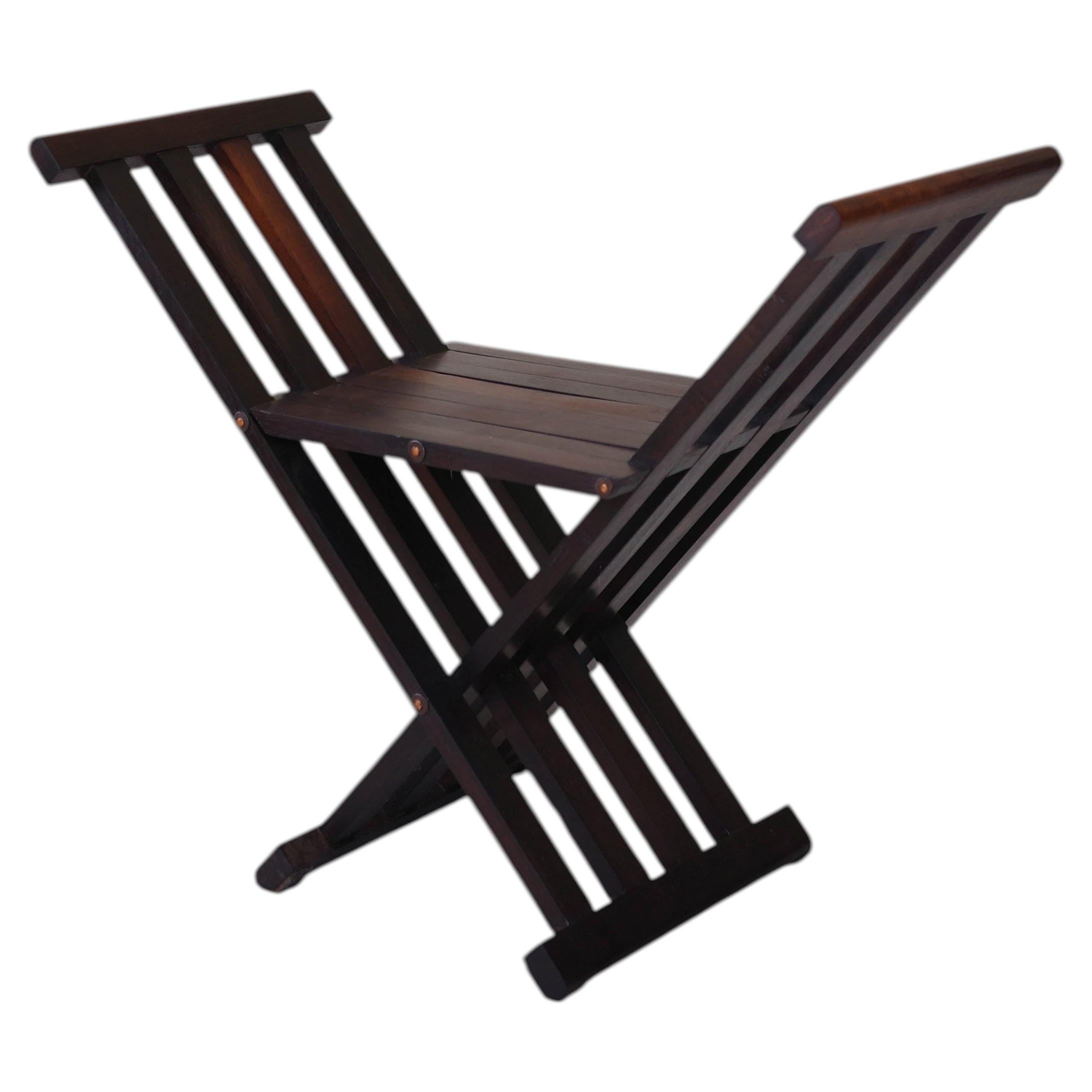 Brazilian Mid-Century Rosewood Foldable Bench For Sale