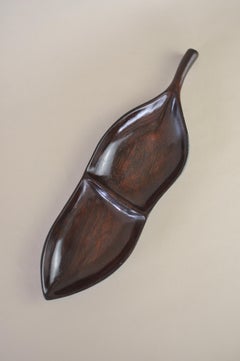 Brazilian Mid-Century Rosewood Leaf Snack Tray