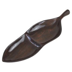 Brazilian Mid-Century Rosewood Leaf Snack Tray
