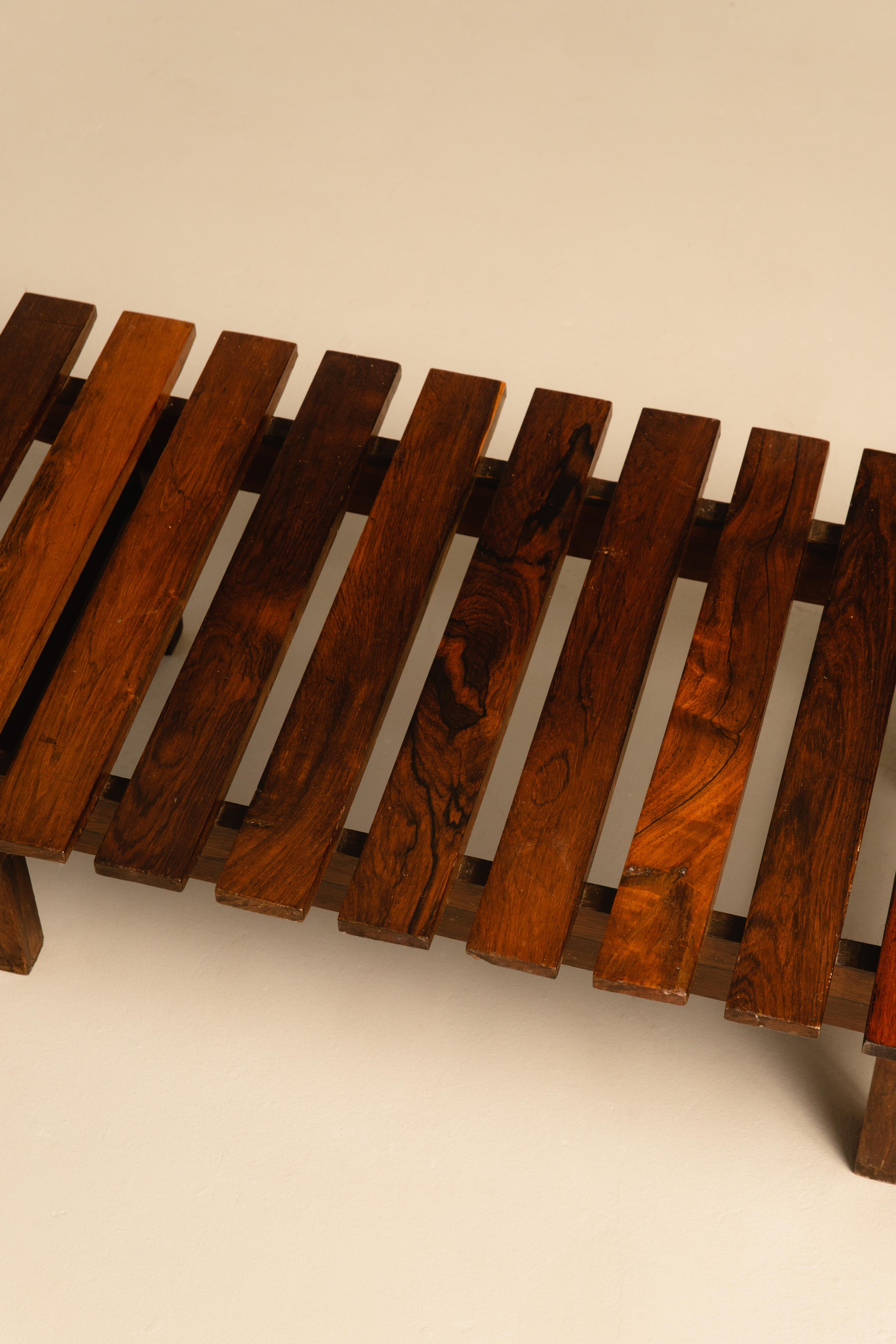 Mid-Century Modern Brazilian Midcentury Solid Rosewood Bench