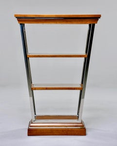 Brasilianische Etagere mit drei Regalen aus Teakholz und Chrom aus der Mitte des Jahrhunderts