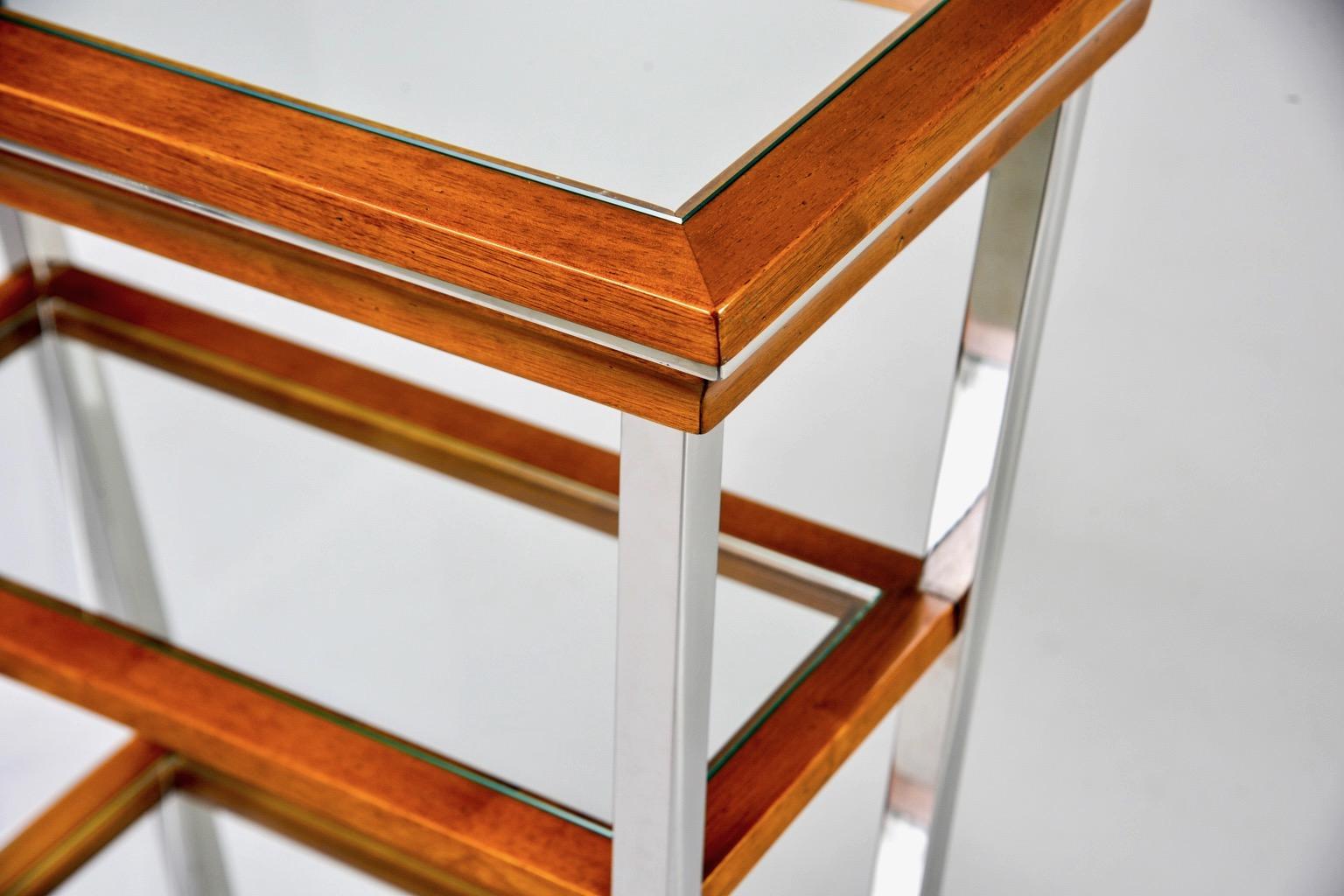 Brazilian Midcentury Teak and Chrome Three Shelf Étagère 1