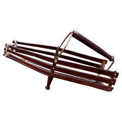 Brazilian Mid-Century Wine holder in Hardwood & Metal, Unknown, 1960s