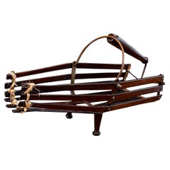 Brazilian Mid-Century Wine holder in Hardwood & Metal, Unknown, 1960s