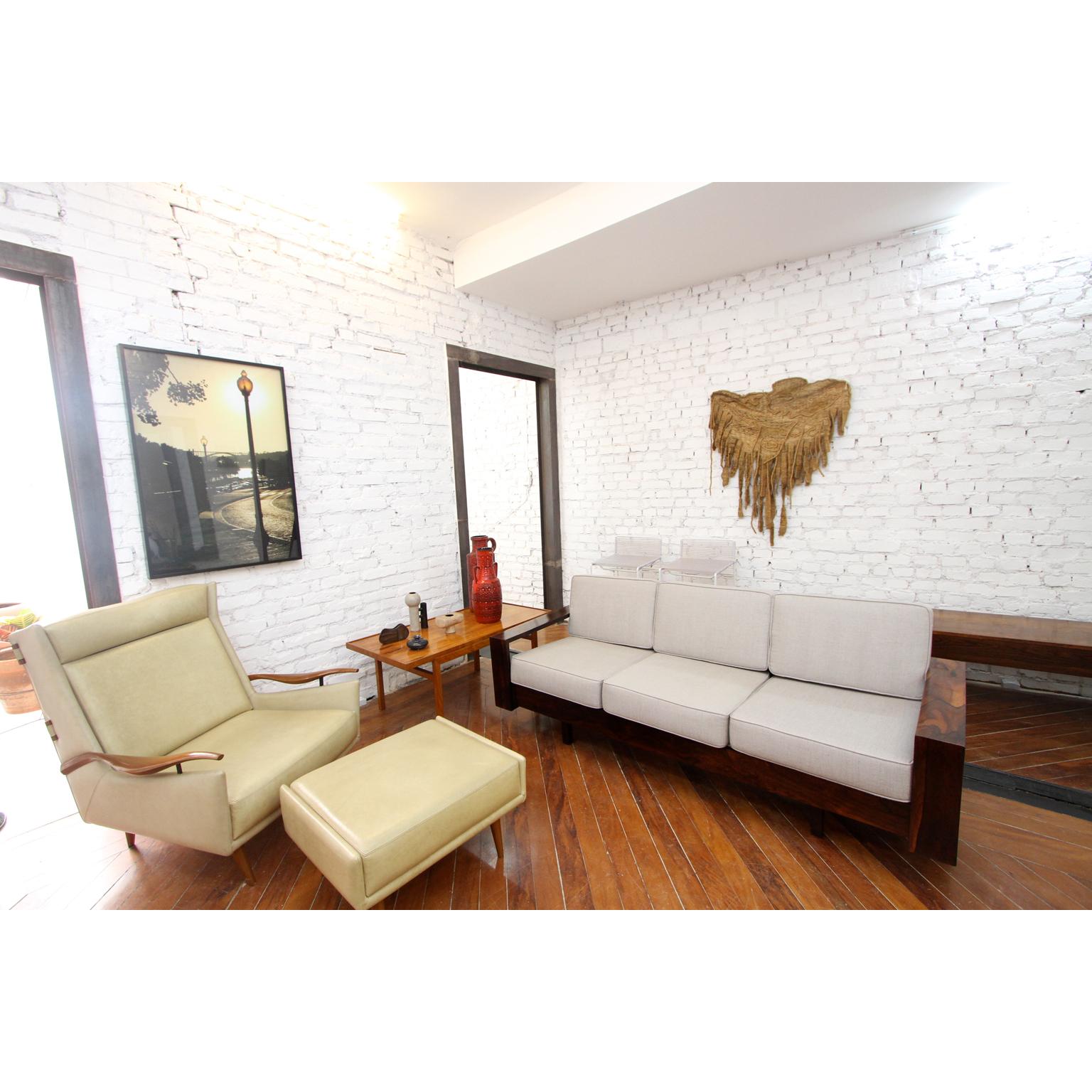 Mid-Century Modern Brazilian Midcentury Armchair and Ottoman by Giuseppe Scapinelli