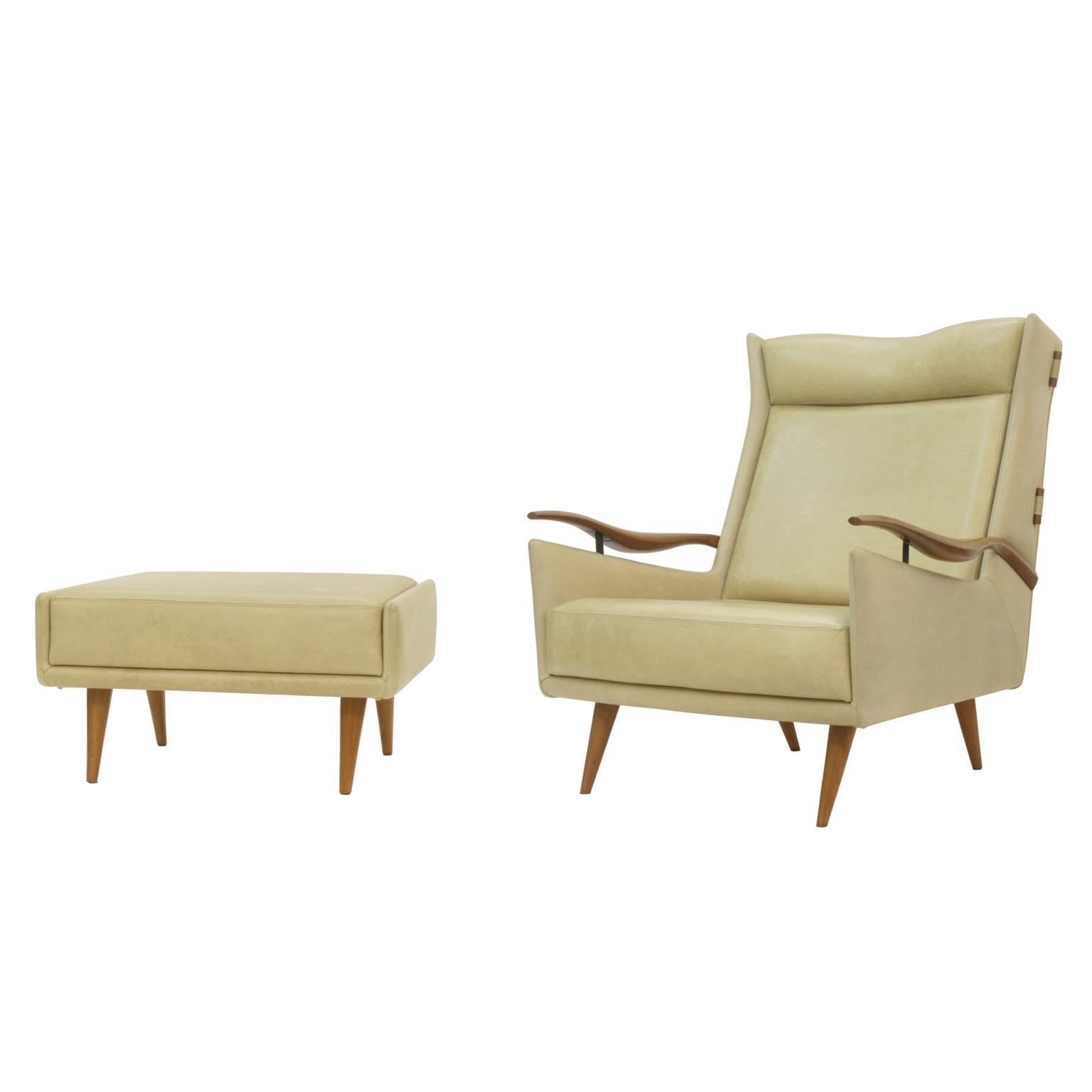 Brazilian Midcentury Armchair and Ottoman by Giuseppe Scapinelli In Good Condition In Sao Paulo, SP