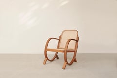 Brazilian Mid-century Armchair in Bent Wood and Cane by Gerdau