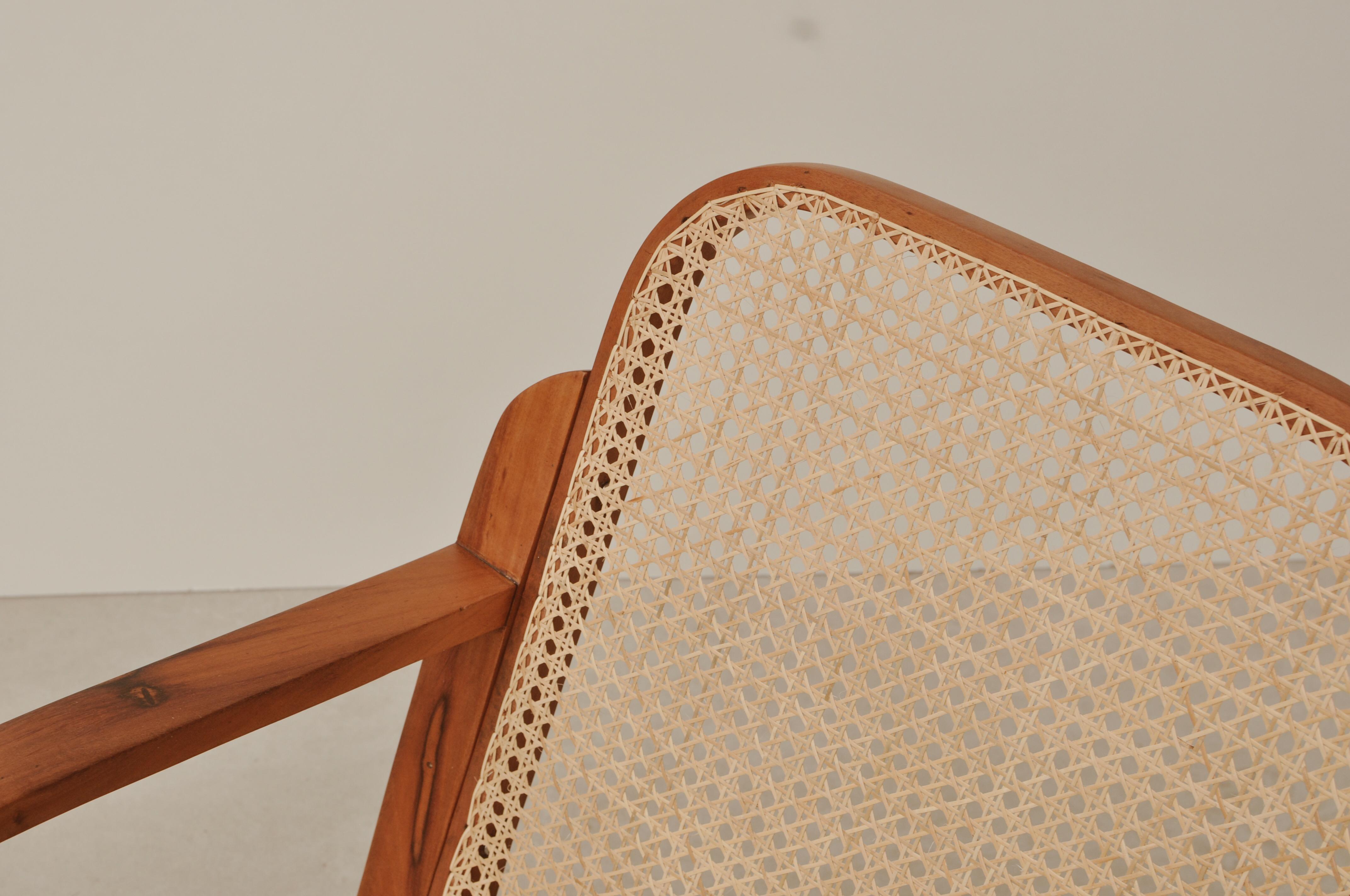 Caning Brazilian Mid-century Armchair in Bent Wood and Cane by Gerdau