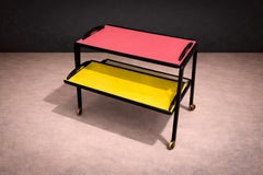 Brazilian Midcentury Bar Cart in Wood by Carlo Hauner for Moveis Artesanal, 1955