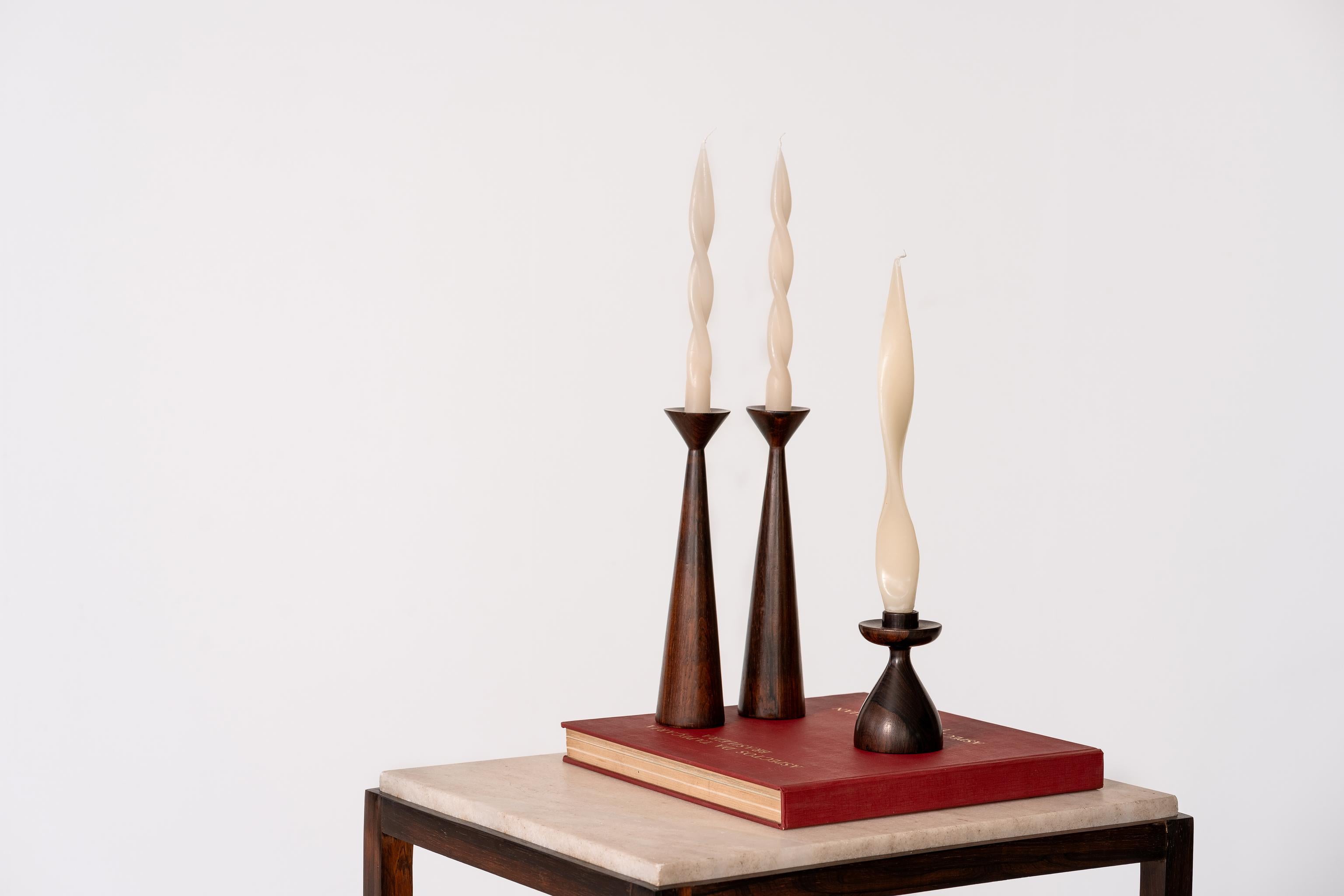 Mid-Century Modern Brazilian Midcentury Candlestick in Rosewood by Casa Finland, c. 1970 For Sale