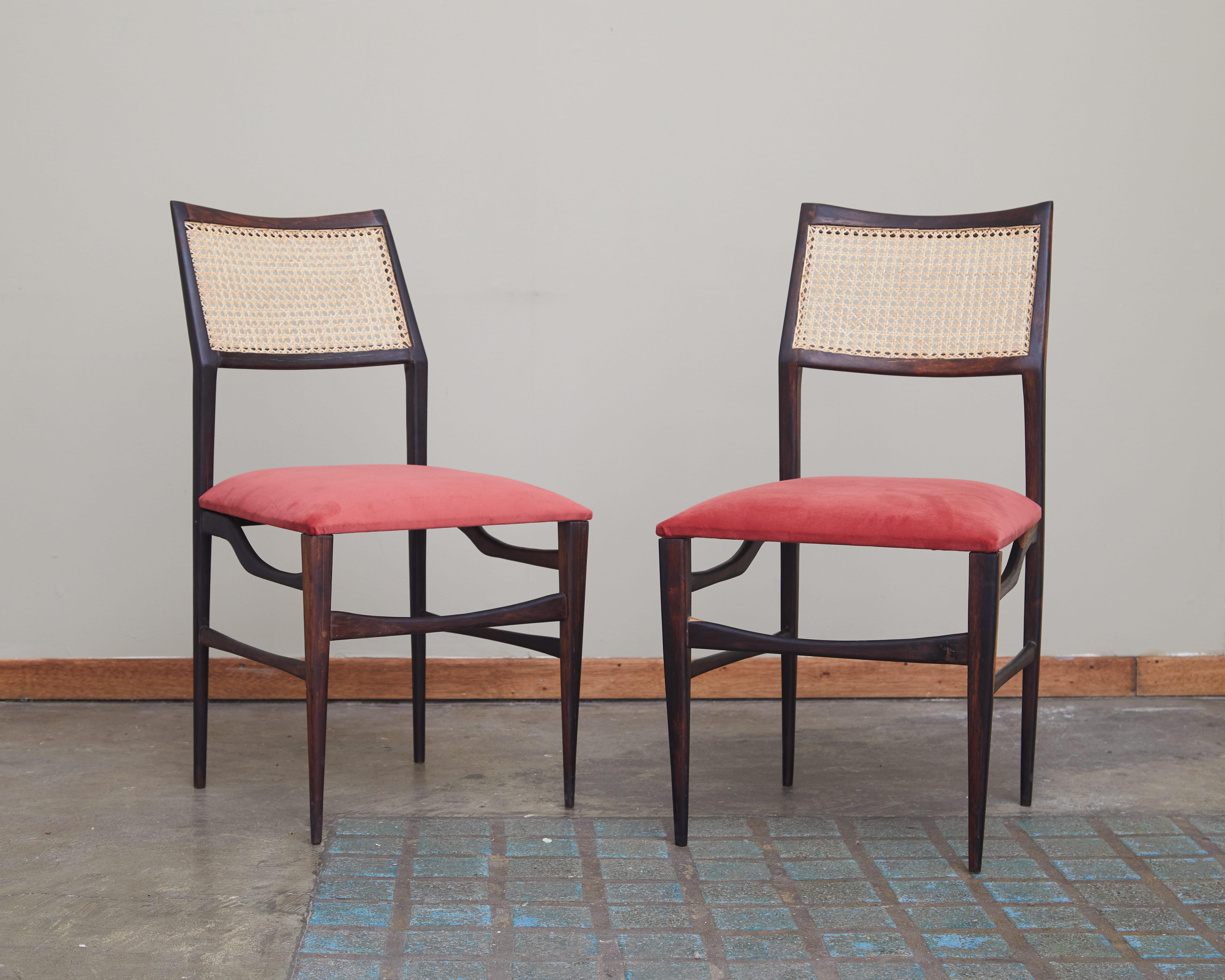 Mid-Century Modern Brazilian Midcentury Chairs in Rosewood and Cane Attributed to Joaquim Tenreiro