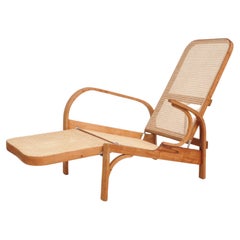 Brazilian Mid-century Chaise Long in Bent Wood and Cane by Gerdau