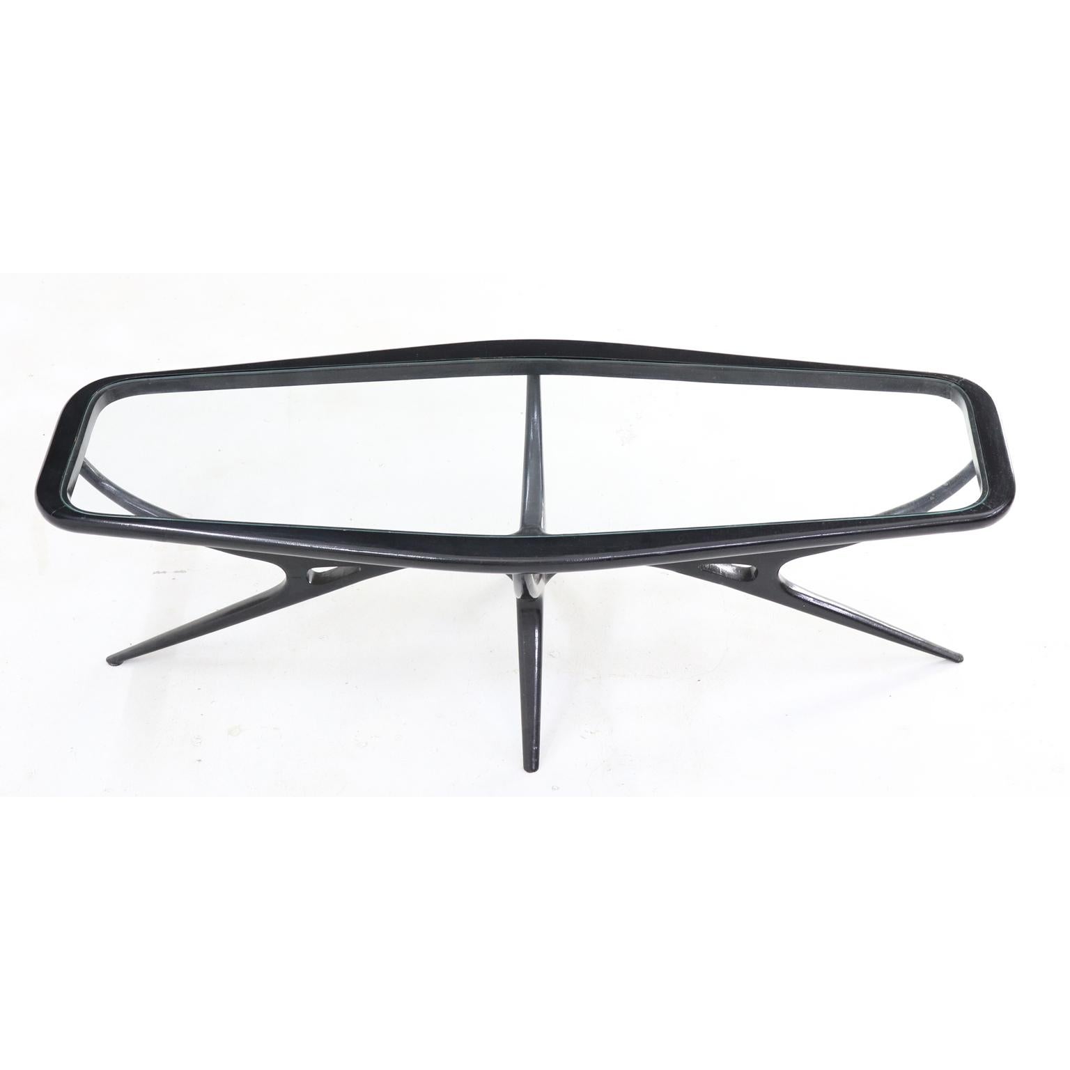 Brazilian midcentury coffee table designed by Giuseppe Scapinelli
ebonized wood and glass
Brazil,
1950s.