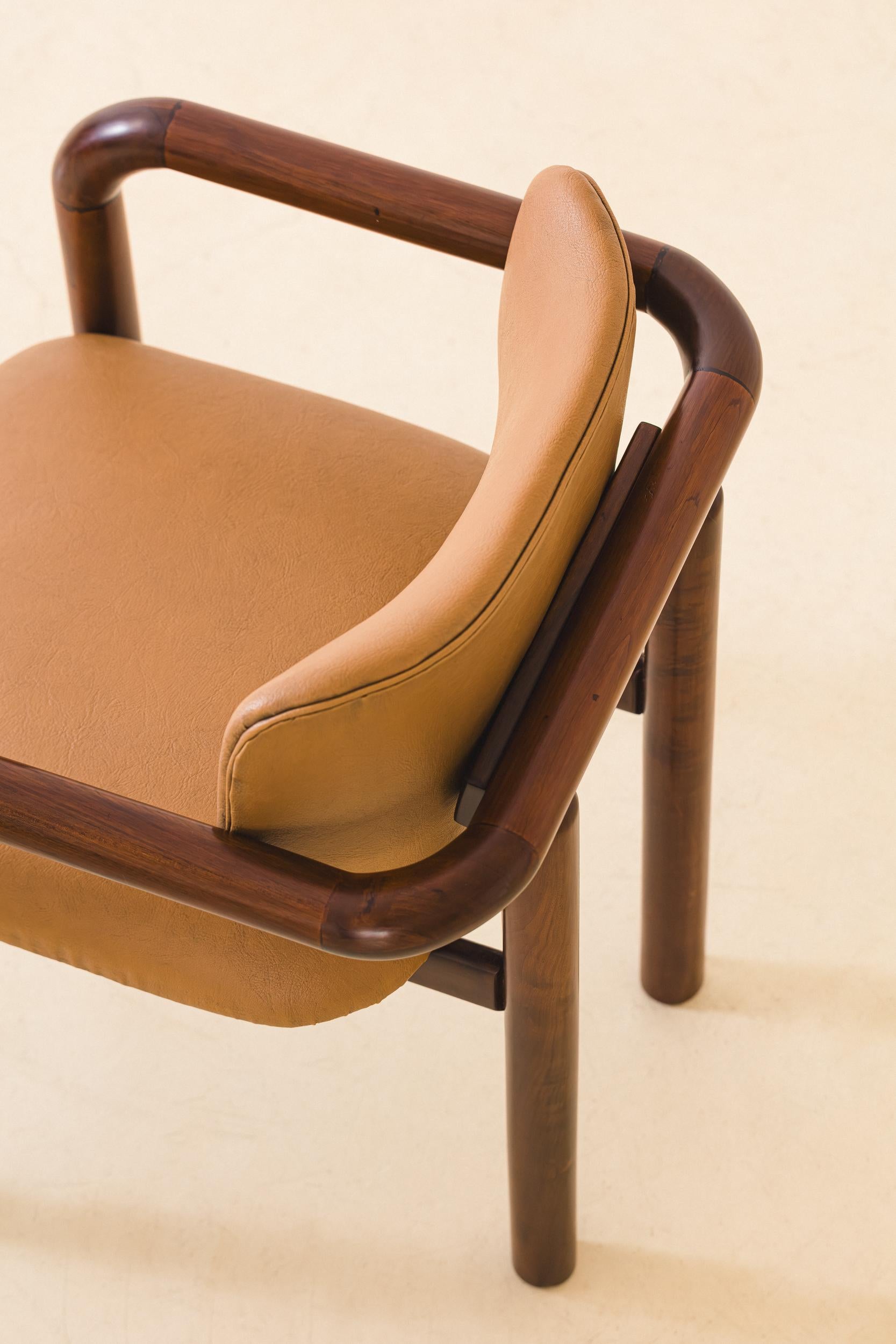 Brazilian Midcentury Design, Solid Imbuia Dining Chairs with Armrests, 1950s For Sale 1