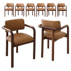 Brazilian Midcentury Design, Solid Imbuia Dining Chairs with Armrests, 1950s