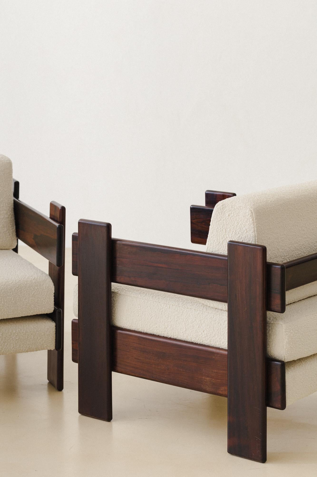Mid-Century Modern Brazilian Midcentury Design, Solid Rosewood Armchairs by Casulo, 1960s For Sale