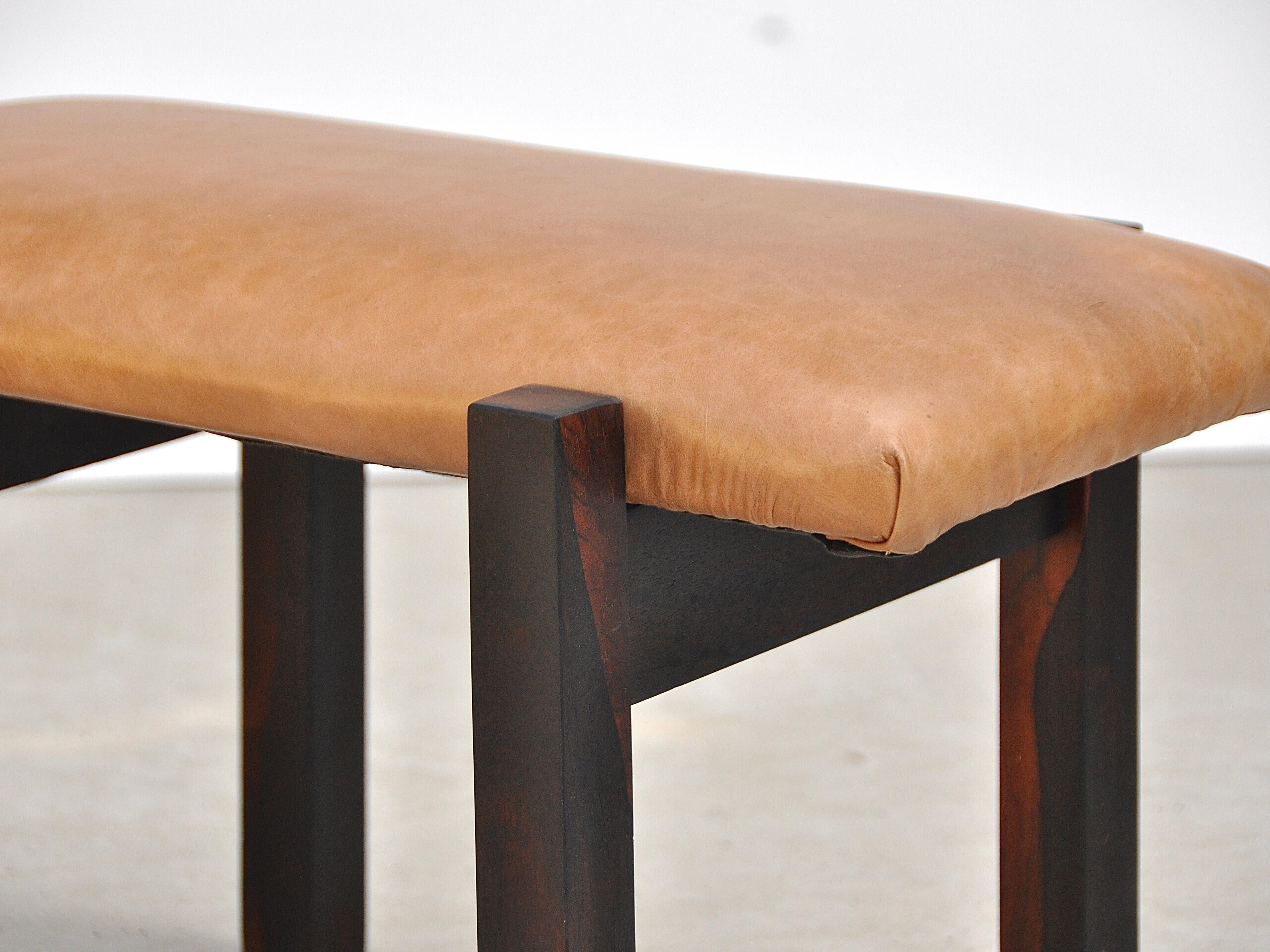 Mid-Century Modern Brazilian Mid-century Stool in Rosewood and Leather