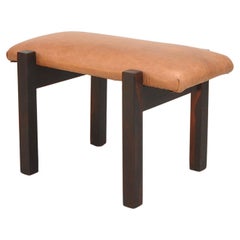 Brazilian Mid-century Stool in Rosewood and Leather