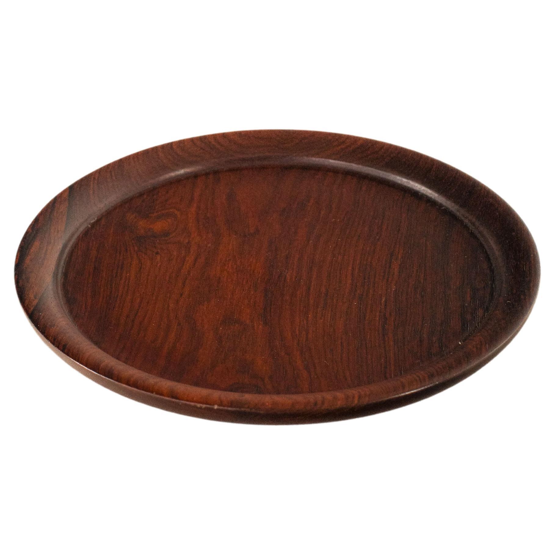 Brazilian Midcentury Serving Round Plate in Rosewood, c. 1970 For Sale